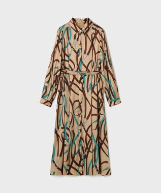 GRACE CONTINENTAL ベルトプリントシャツドレス ベージュ