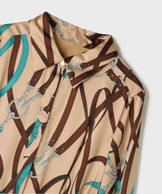 GRACE CONTINENTAL ベルトプリントシャツドレス ベージュ