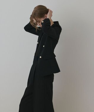 GRACE CONTINENTAL パールボタンノーカラージャケット ブラック