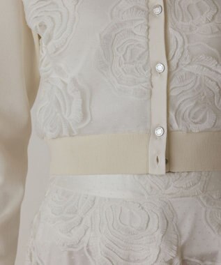 GRACE CONTINENTAL ローズ刺繍ニットカーディガン ホワイト