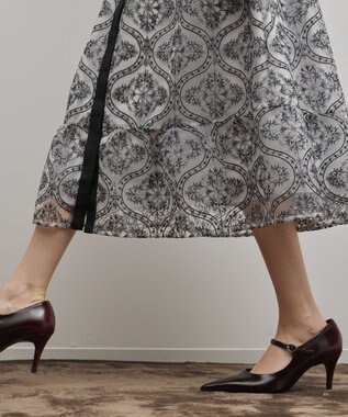 GRACE CONTINENTAL オーナメント刺繍フレアワンピース キナリ