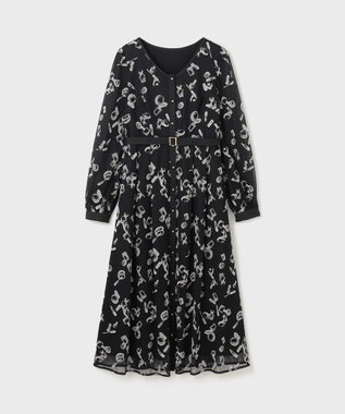 GRACE CONTINENTAL コスメフロッキープリントワンピース ブラック