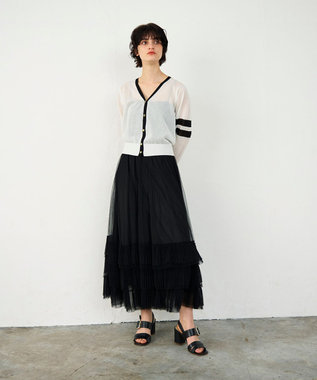 GRACE CONTINENTAL ラインVネックニットカーディガン バイカラー