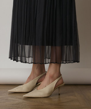 GRACE CONTINENTAL オーガンスパンコールスカート グレー