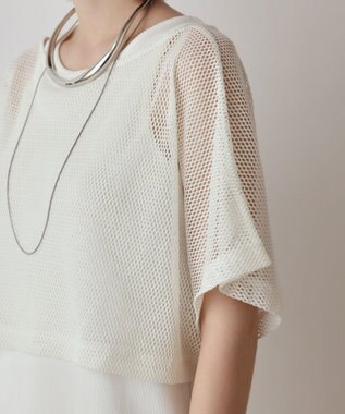 GRACE CONTINENTAL メッシュレイヤードワンピース ホワイト