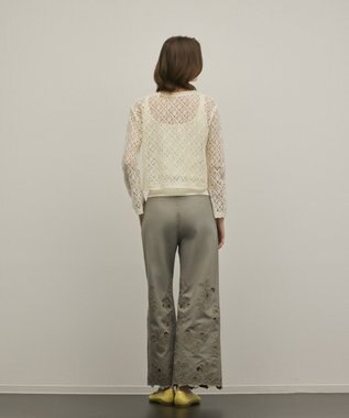 GRACE CONTINENTAL カットワークフレアパンツ グレー