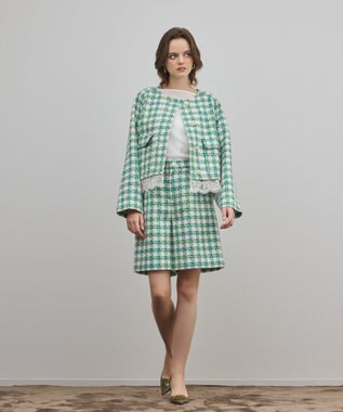 GRACE CONTINENTAL ツイードショートパンツ グリーン