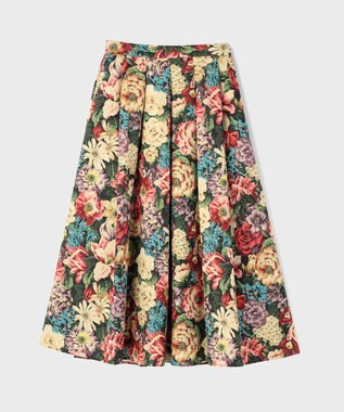 GRACE CONTINENTAL アンティークフラワータックスカート レッド