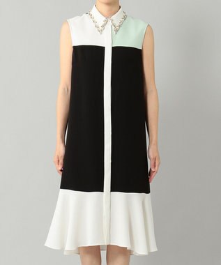 GRACE CONTINENTAL カラーブロックシャツドレス ブラック