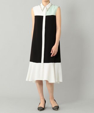 GRACE CONTINENTAL カラーブロックシャツドレス ブラック