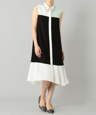 GRACE CONTINENTAL カラーブロックシャツドレス ブラック