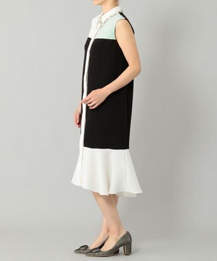GRACE CONTINENTAL カラーブロックシャツドレス ブラック