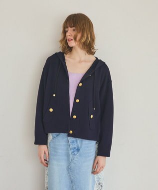 GRACE CONTINENTAL ニットフーディブルゾン ネイビー