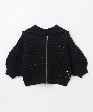 GRACE CONTINENTAL クリアビジューパーカー ブラック