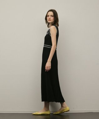 GRACE CONTINENTAL バイカラーボウタイニットワンピース ブラック