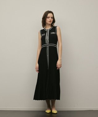 GRACE CONTINENTAL バイカラーボウタイニットワンピース ブラック