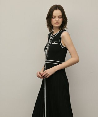 GRACE CONTINENTAL バイカラーボウタイニットワンピース ブラック