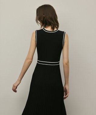 GRACE CONTINENTAL バイカラーボウタイニットワンピース ブラック