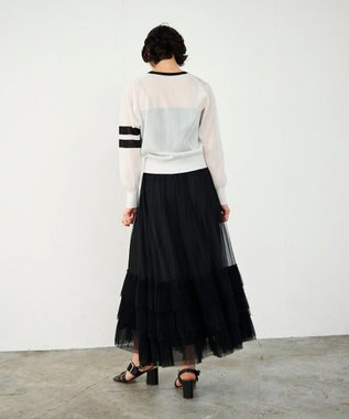 GRACE CONTINENTAL ラインVネックニットカーディガン バイカラー