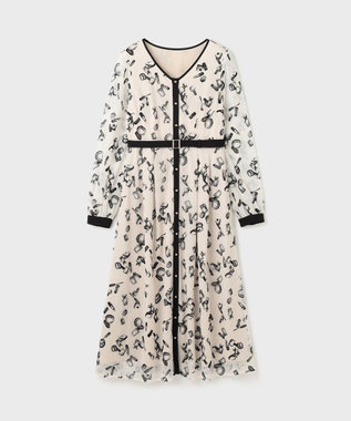 GRACE CONTINENTAL コスメフロッキープリントワンピース キナリ