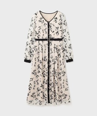 GRACE CONTINENTAL コスメフロッキープリントワンピース キナリ