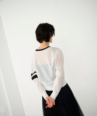 GRACE CONTINENTAL ラインVネックニットカーディガン バイカラー