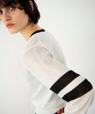 GRACE CONTINENTAL ラインVネックニットカーディガン バイカラー