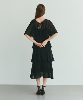 GRACE CONTINENTAL シフォンケープドレス ブラック
