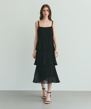 GRACE CONTINENTAL シフォンケープドレス ブラック