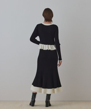 GRACE CONTINENTAL バイカラーニットワンピース ブラック