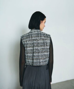 GRACE CONTINENTAL フリンジミニベスト ブラック