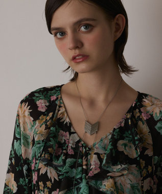 GRACE CONTINENTAL フラワープリントカフタンドレス ブラック