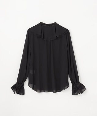 GRACE CONTINENTAL シアーラッフルカラーブラウス ブラック