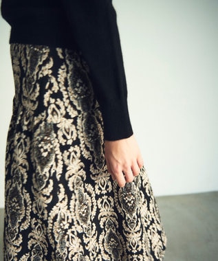 GRACE CONTINENTAL オーナメントジャガードスカート ブラック