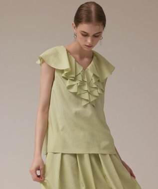 GRACE CONTINENTAL フリルカラートップ ライトグリーン