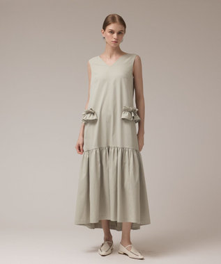 GRACE CONTINENTAL サイドフリルタフタワンピース ライトグリーン