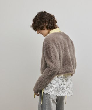GRACE CONTINENTAL フェザーショートニットカーディガン グレー