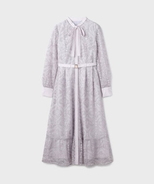 GRACE CONTINENTAL オーナメント刺繍フレアワンピース ラベンダー