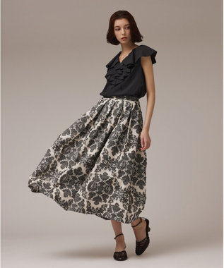 GRACE CONTINENTAL ダマスクジャガードタックスカート キナリ