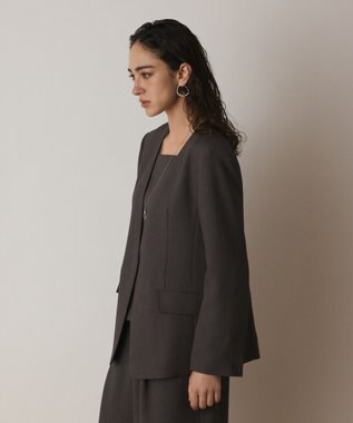 GRACE CONTINENTAL バックシャンノーカラージャケット チャコール