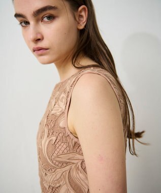 GRACE CONTINENTAL ケミカルリーフドレス ベージュ