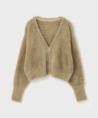 GRACE CONTINENTAL フェザーzipニットカーディガン カーキ