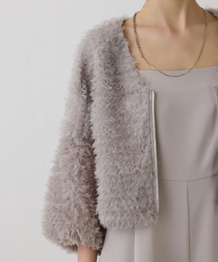 GRACE CONTINENTAL フラワーチュール刺繍ブルゾン グレー