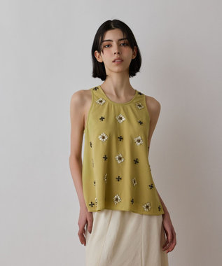 GRACE CONTINENTAL ビジューノースリーブトップ イエロー