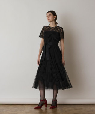 GRACE CONTINENTAL チュールプリーツドレス ブラック