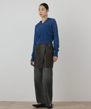 GRACE CONTINENTAL フェイクレザーラップスカート ブラウン