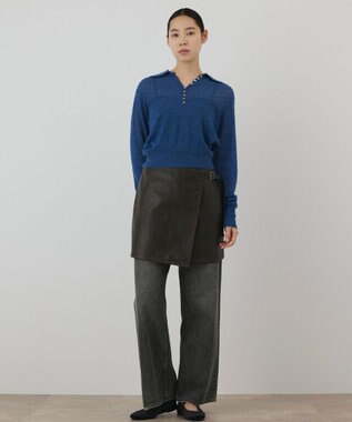 GRACE CONTINENTAL フェイクレザーラップスカート ブラウン