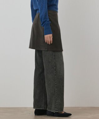 GRACE CONTINENTAL フェイクレザーラップスカート ブラウン
