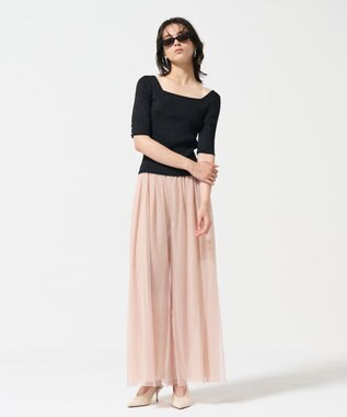 GRACE CONTINENTAL ラメリブニットトップ ブラック