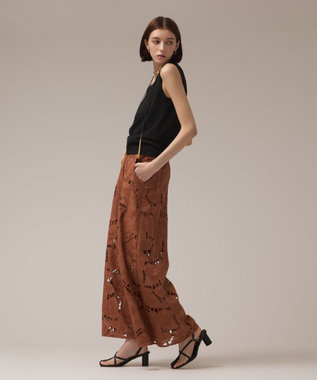 GRACE CONTINENTAL カットワークバギーパンツ ブラウン